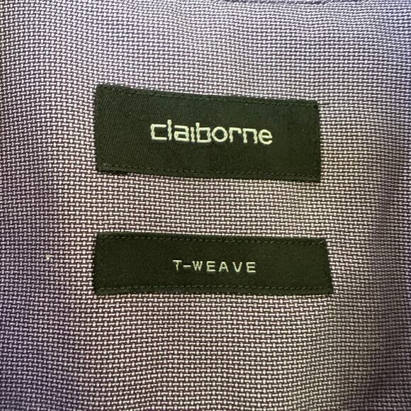 Claiborne Mens T-weave Purple Button Up Long Sleeve Shirt Size Medium - Picture 4 of 7